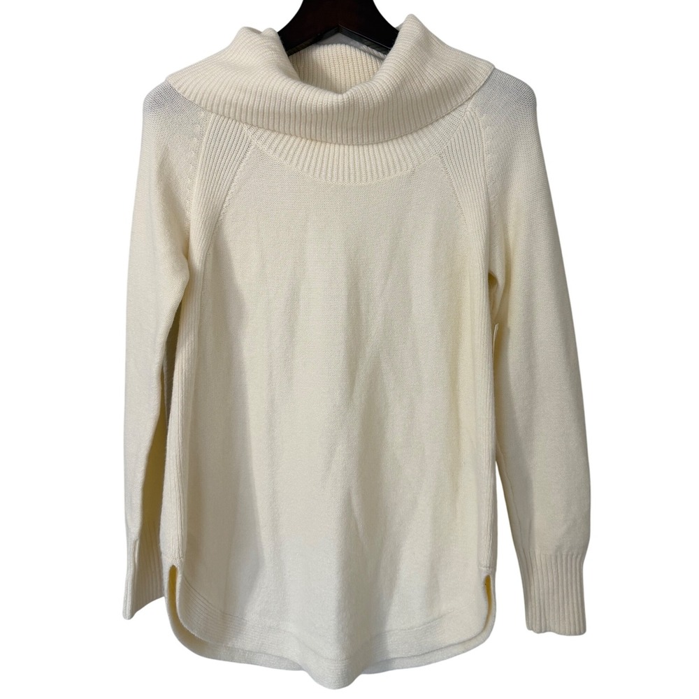 Anthropologie Cream Ivory Cowl Neck Sweater Size‎ M Ribbed Knit NWT